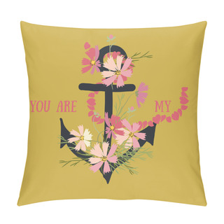 Personality  Greeting Card With Flowers And Anchor. Pillow Covers