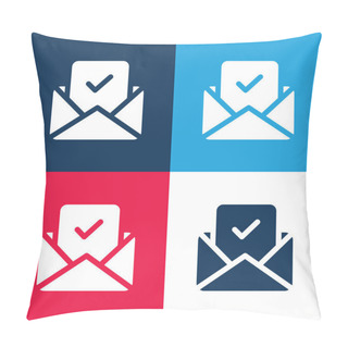Personality  Approve Blue And Red Four Color Minimal Icon Set Pillow Covers
