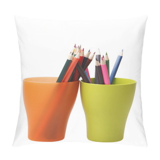 Personality  Colored Pencils In A Green And Orange Glasses Pillow Covers