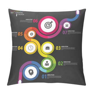 Personality  Abstract Colorful Business Path. Timeline Infographic Template. Vector Pillow Covers