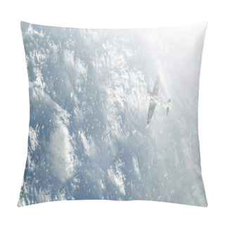 Personality  World War 2 Fighter Plane Over Snow Mountains. Aerial View. Pillow Covers