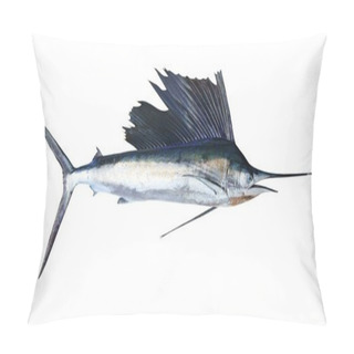 Personality  Sailfish Real Fish Isolated On White Pillow Covers