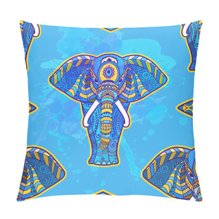 Personality  Boho Elephant Pattern. Vector Illustration. Floral Design, Hand Drawn Map With Elephant Ornamental. Pillow Covers