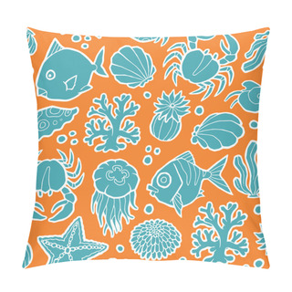 Personality  Seamless Vector Pattern  Marine Animals And Plants Pillow Covers