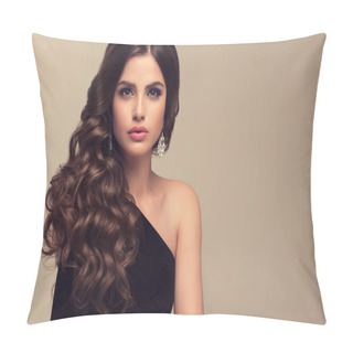 Personality  Beautiful Model Girl With Curly Hair  Pillow Covers