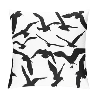 Personality  Flying Sea-gulls Vector Illustration Pillow Covers