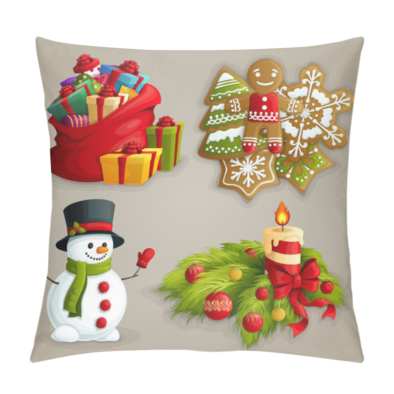 Personality  Christmas Icons Set Pillow Covers