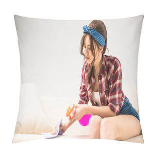 Personality  Woman Cleaning Sofa Pillow Covers