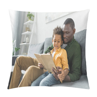 Personality  Father And Son Reading Book Together Pillow Covers