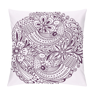 Personality  Round Floral Pattern With Birds. Vector Background Pillow Covers