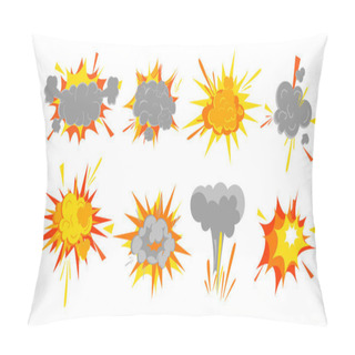 Personality  Vector Illustration Set Of Smooth Vector Explosion Effect, Bomb Boom In Cartoon Comic Retro Style. Shots Motion Flash And Boom Elements On White Background. Pillow Covers