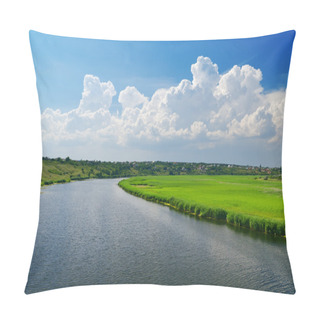 Personality  Cloudy Sky And River With Canes Pillow Covers