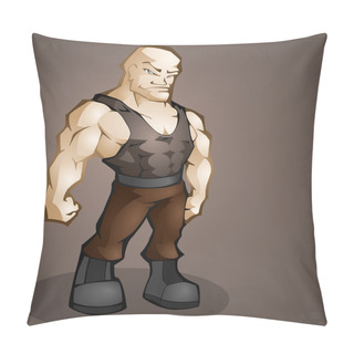 Personality  Muscular Man. Vector Illustration. Pillow Covers