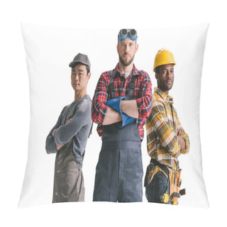 Personality  Group Of Multiethnic Construction Workers Pillow Covers