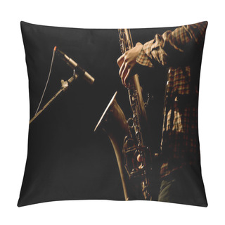 Personality Warm Photo Of The Male Saxophonis Playing In Sax Pillow Covers