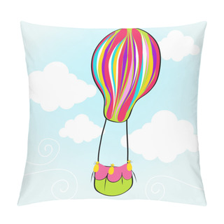 Personality  Cute Hot Air Balloon Flying In The Sky Pillow Covers