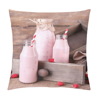 Personality  Bottles Of Tasty Raspberry Smoothie Pillow Covers
