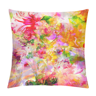 Personality  Abstract Colorful Flowers Watercolor Painting. Spring Multicolored In Pillow Covers