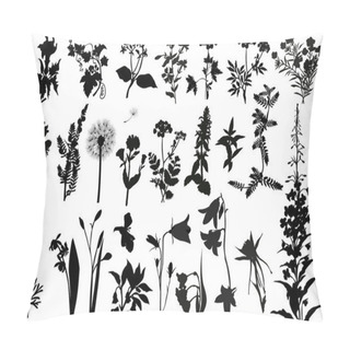 Personality  Collection Of Wild Flowers Silhouettes Pillow Covers