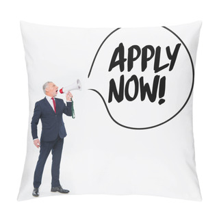 Personality  Businessman Shouting In Loudspeaker  Pillow Covers
