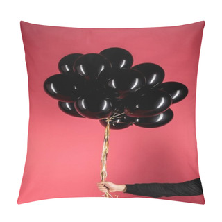 Personality  Woman Holding Black Balloons Pillow Covers