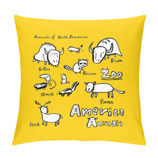 Personality  Animal Sketch / Hand Drawn Zoo Illustration - Vector Pillow Covers