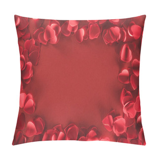 Personality  Top View Of Decorative Heart Shaped Petals On Red Background, Valentines Day Concept  Pillow Covers