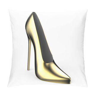 Personality  Golden Shoe Isolated On White Pillow Covers