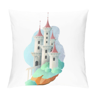 Personality  Fairy Tale Magic Castle With High Towers. Vector Illustration Pillow Covers