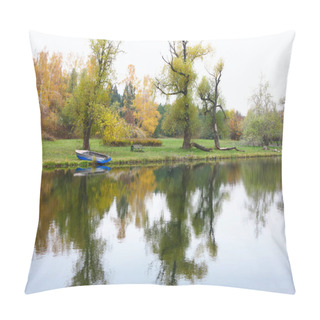 Personality  Autumn Landscape With Colorful Forest, Lake, Reflection And A Bo Pillow Covers