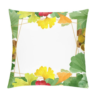 Personality  Beautiful Green Ginkgo Biloba With Leaves Isolated On White. Watercolor Background Illustration. Watercolour Drawing Fashion Aquarelle Isolated On White. Frame Border Ornament. Pillow Covers