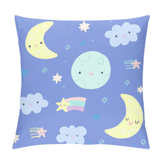 Personality  Cute Night Sky Clip Art Set Pillow Covers