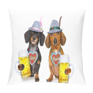 Personality  Bavarian Beer Dachshund Sausage Dogs ,  Couple Of Two  Pillow Covers