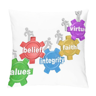 Personality  Gears Going Up Values Belief Integrity Faith Virtue Pillow Covers