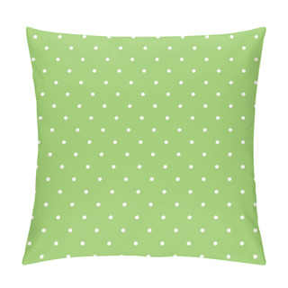 Personality  Seamless Spring Vector Pattern With White Polka Dots On Fresh Grass Green Background. Pillow Covers