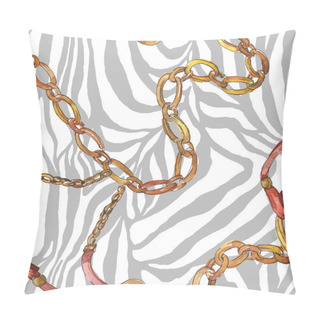 Personality  Golden Chains Sketch Illustration In A Watercolor Style Isolated Element. Seamless Background Pattern. Pillow Covers