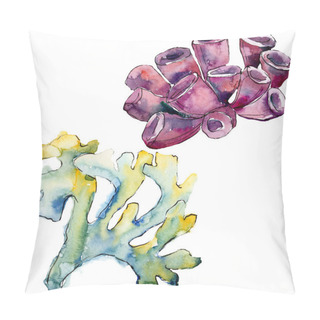 Personality  Colorful Aquatic Underwater Nature Coral Reef. Tropical Plant Sea And Ocean Water Life Element.  Pillow Covers