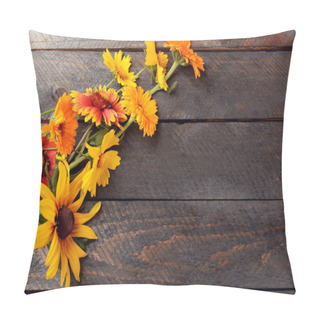 Personality  Wildflowers On Wooden Table Pillow Covers