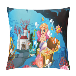 Personality  Mermaid And Golden Coins Under The Sea Pillow Covers