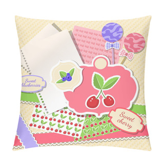 Personality  Illustration Cherry And Blueberries, Products Design, Paper Texture Pillow Covers