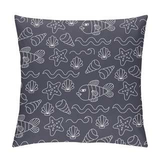 Personality  Underwater Line Art Seamless Vector Pattern Pillow Covers