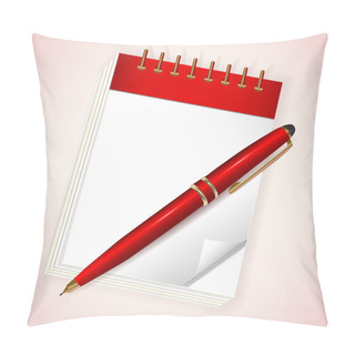 Personality  Red Notebook With Pen. Pillow Covers