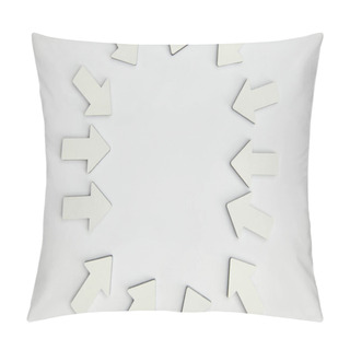 Personality  Top View Of Ellipse Made With White Pointers On Grey Background Pillow Covers