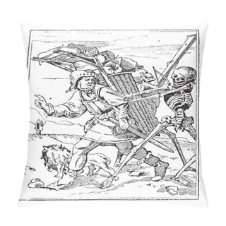 Personality  Dance Of Death, Vintage Engraving Pillow Covers