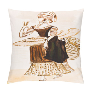 Personality  Lady In Party Dress In France Pillow Covers