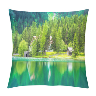 Personality  View Of An Alpine Lake Pillow Covers