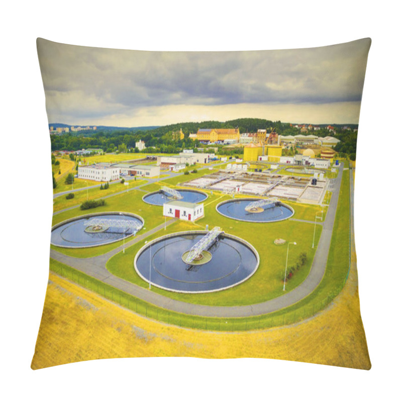 Personality  Aerial view of public sewage treatment plant  pillow covers