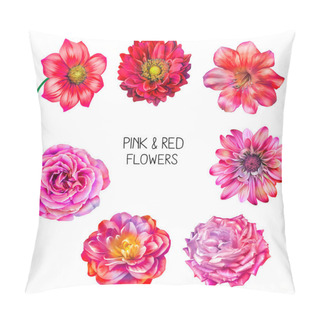 Personality  Set Of Red Anf Pink Flowers Pillow Covers