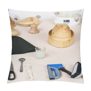 Personality  Tools And Equipment For Hatmaking On Table Pillow Covers