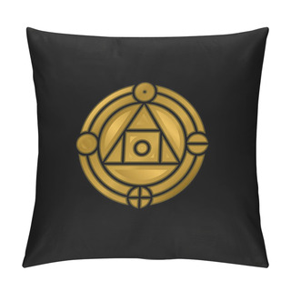 Personality  Alchemy Gold Plated Metalic Icon Or Logo Vector Pillow Covers